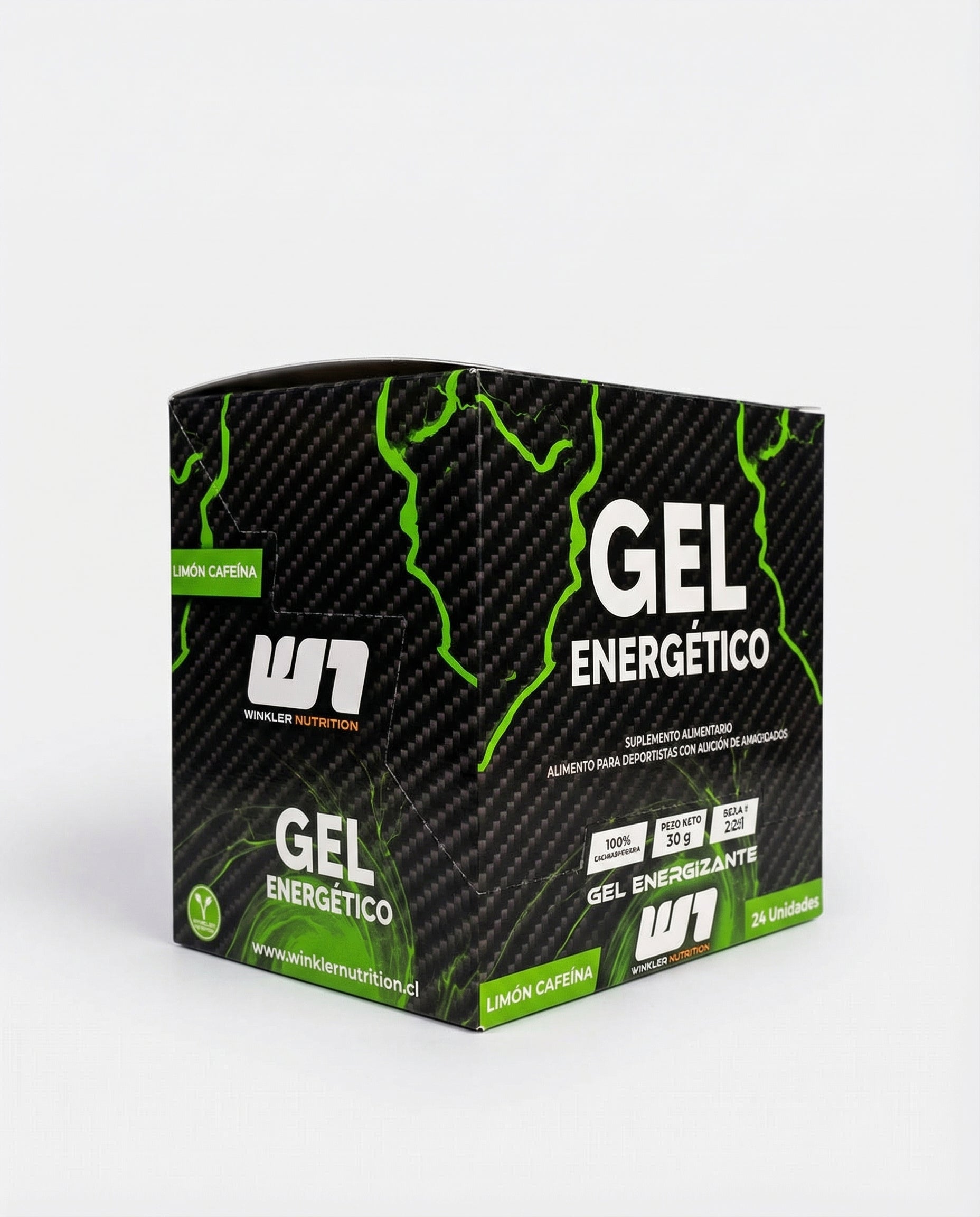 Gel Energético Winkler Sabor Limón Cafeína - Caja 24 unidades