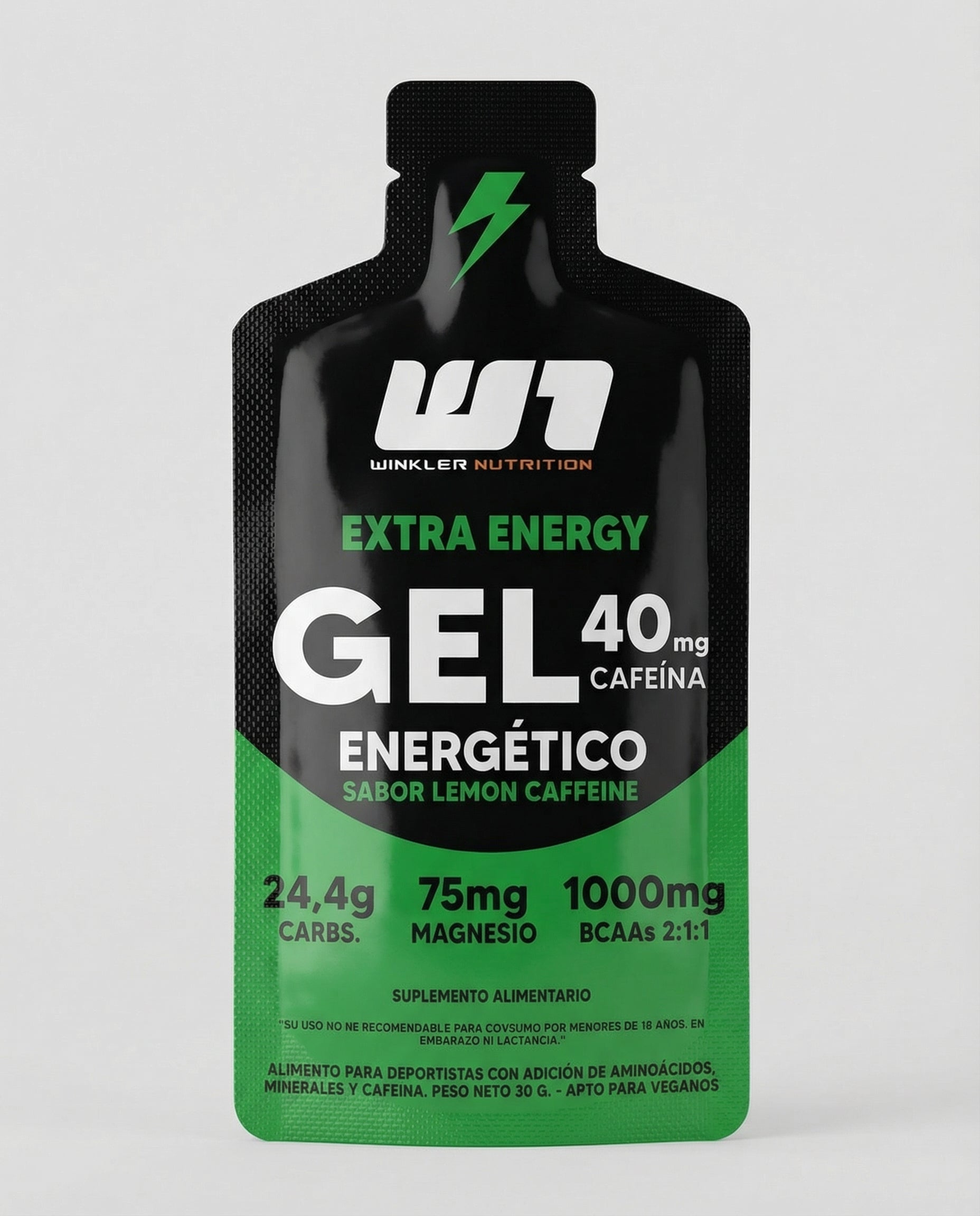 Gel Energético Winkler Sabor Limón Cafeína - Caja 24 unidades