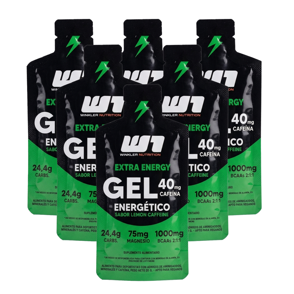 Gel Energético Winkler Sabor Limón Cafeína - Pack x 6 Unidades